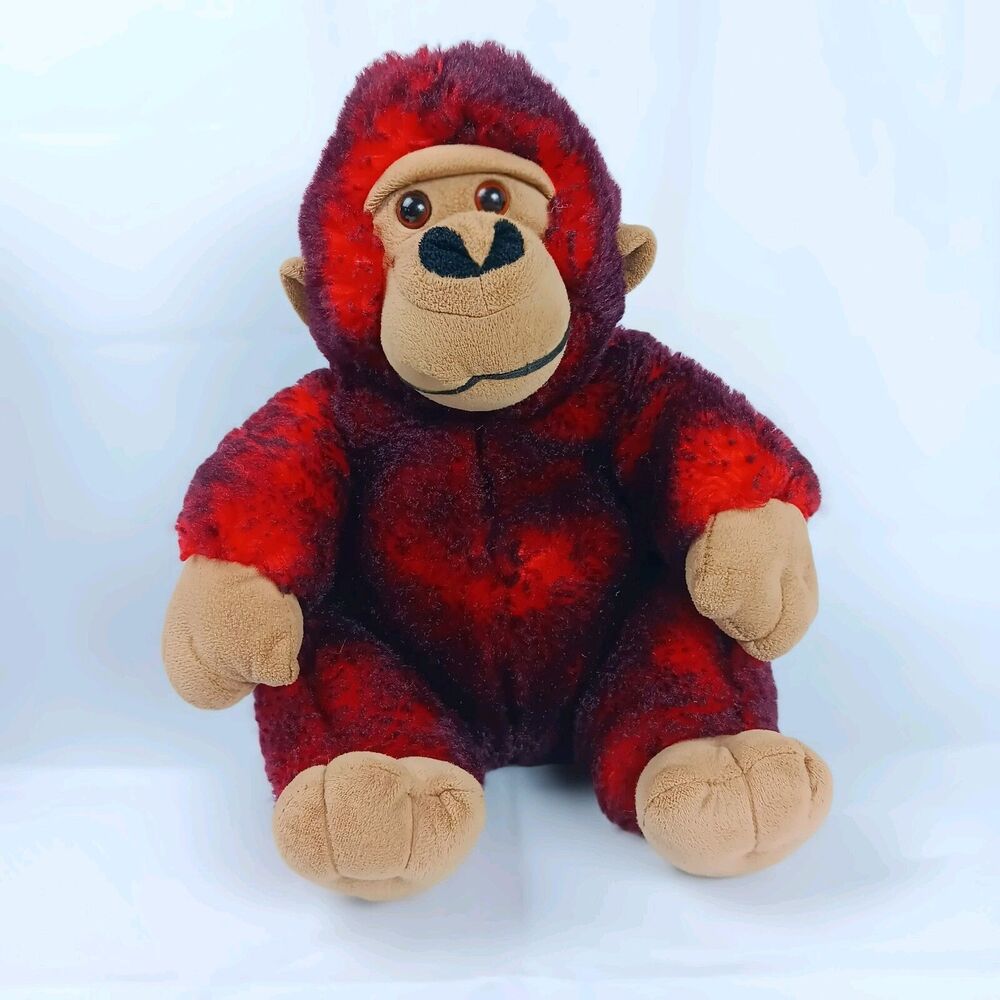 Dan Dee Valentines Sitting Monkey Plush Red Shimmer Fur Stuffed Animal